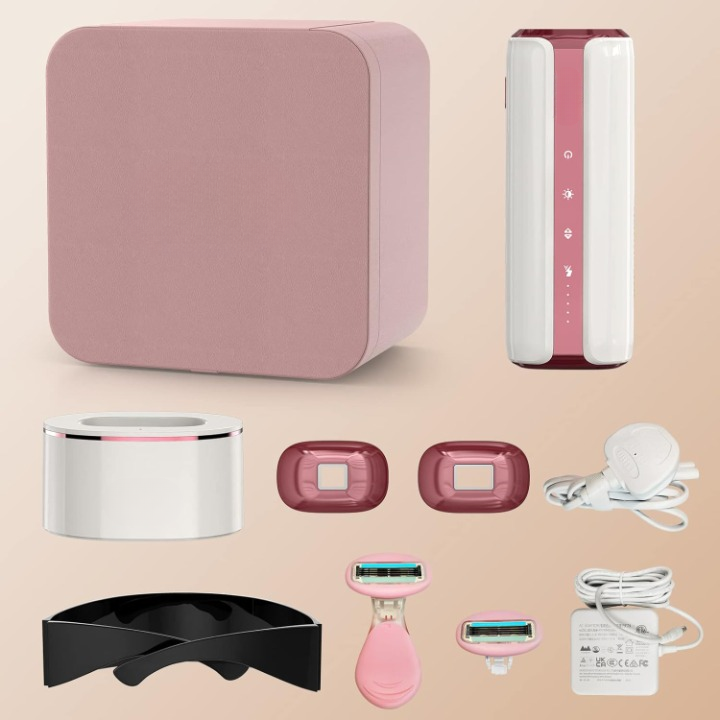 Lichttherapie - Rood Licht Therapie - LED-Therapie - IPL-Apparaten - Gratis Veiligheidsbril - 2 Laser Ontharing - met 3 Functies - HR- SC - RA - Rood Licht Huidverjonging - Saffier Ijskoeling - Lichte Pijnvrije Lazer Epilator - Roze