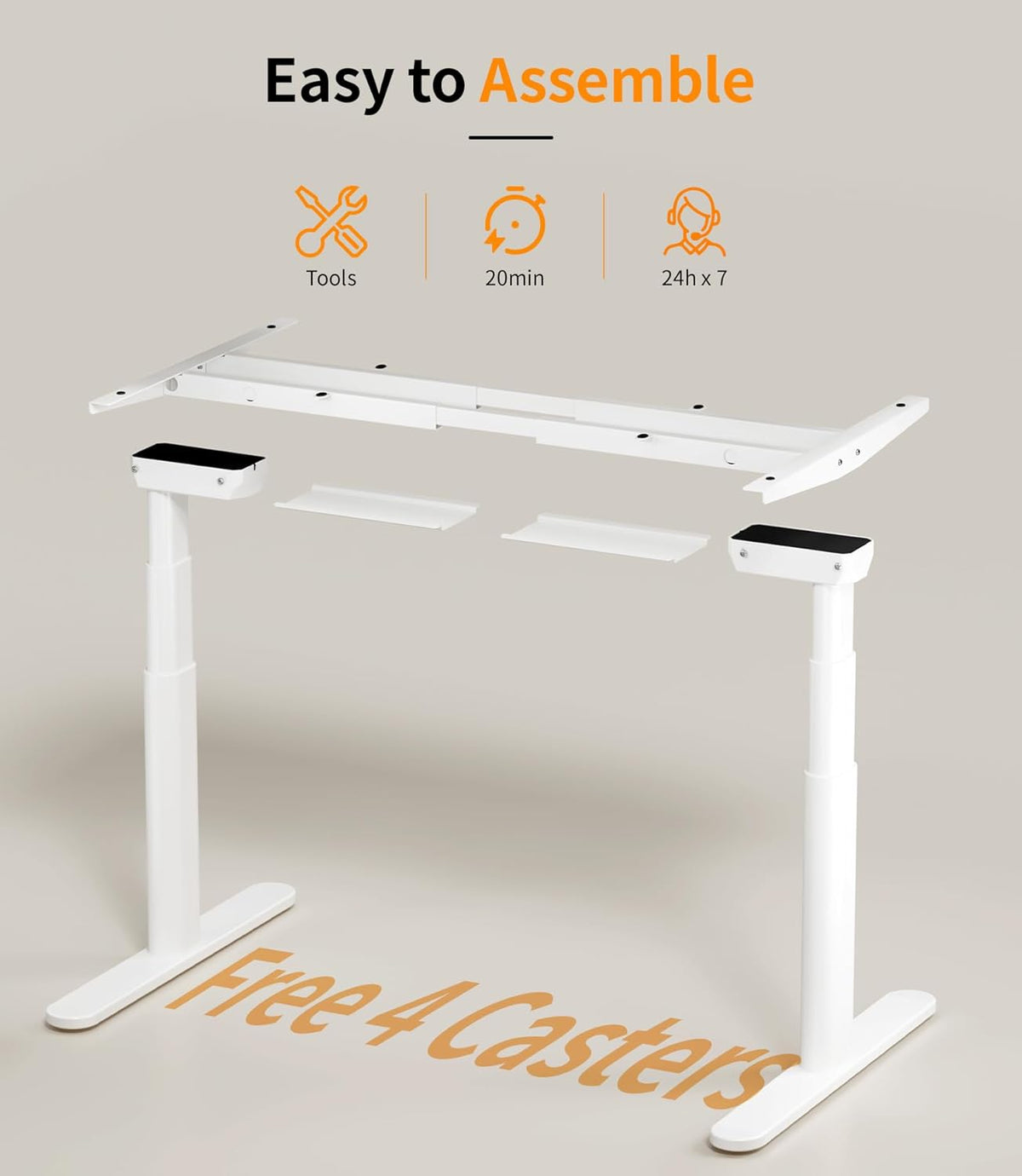 MAIDeSITe Height Adjustable Desk EL2 Plus Art Electric Desk with 2 Powerful Motors, Elegant Oval Table Frame, 4 Memory Heights and Impact Protection (White) - QUORE