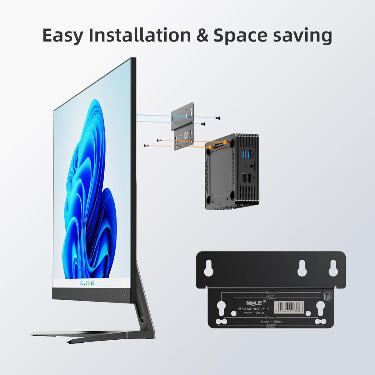MeLE QuieterHD3 Fanless Mini PC N5105 Windows 11 Pro Micro Computer 16GB 512GB Small Desktop Three Monitor 4K with Ethernet PXE Unlock BIOS Auto Power on Industrial IoT Business Digital Signage - QUORE