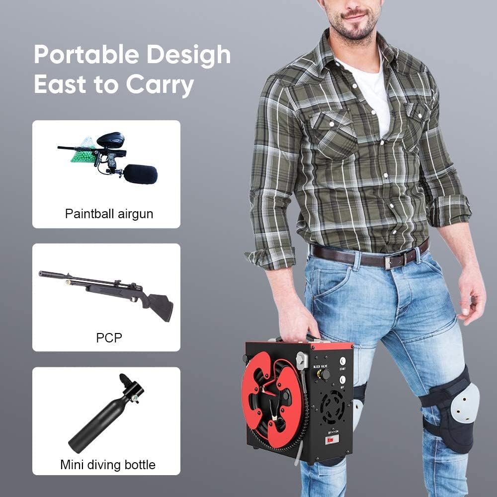 PCP Luchtcompressor – Hogedruk Pomp – Luchtpomp – Compressor – Airgun Compressor – Automatische Uitschakeling – Olievrij Met Water-Oliescheiding 4500 psi / 30 Mpa