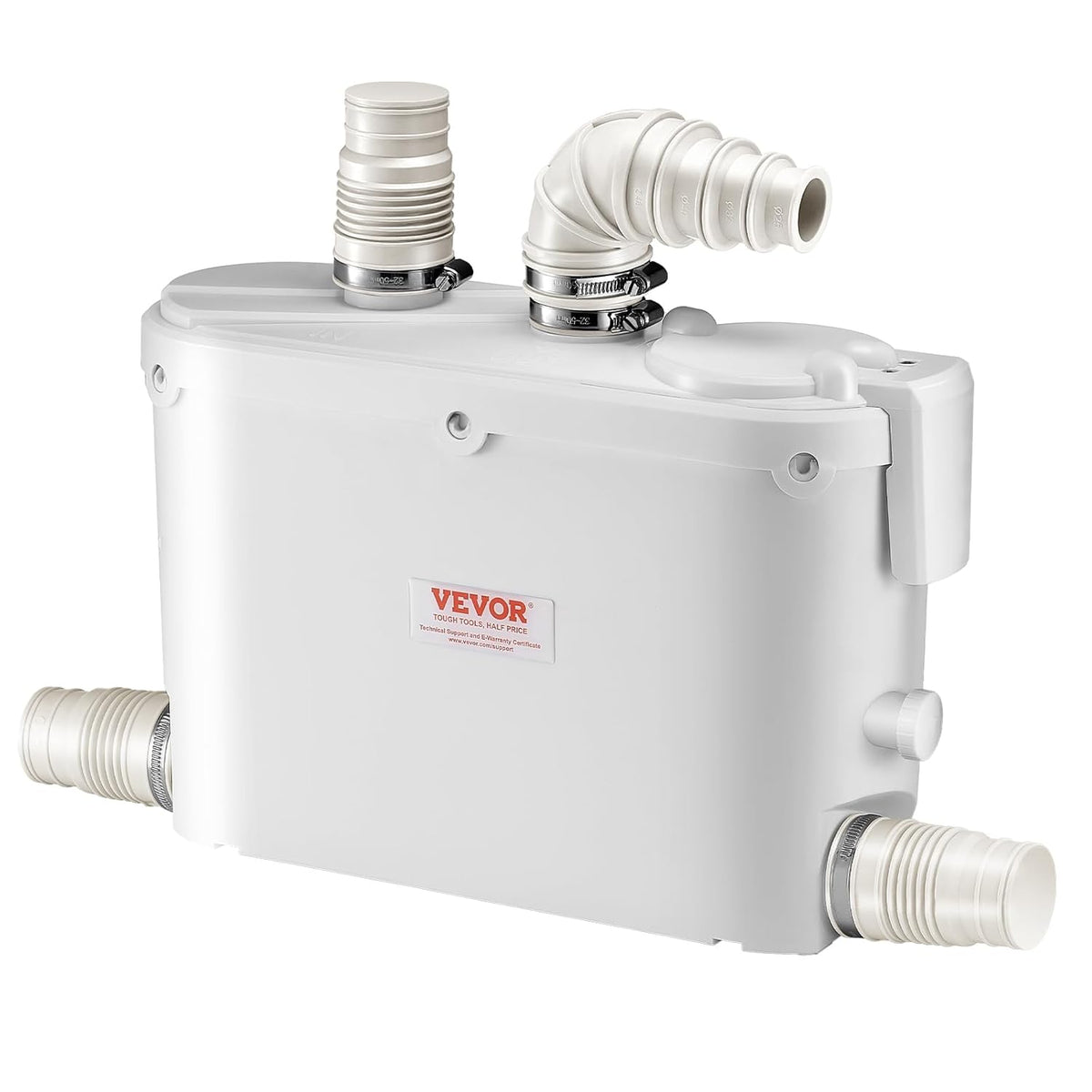 VEVOR Fognario Toilet Shredding Pump, 500 W, Flow Rate 110 LPM, 8 m Head with 4 Water Inputs, Waste Water Drain Machine for Kitchen, Basement, Shower