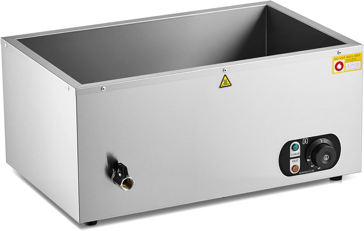 WILPREP Commerciële Voedselwarmer GN1/1, Elektrische Voedselwarmer 1500W met Regelbare Temp. 30-85°C, Roestvrij Staal Warmhoudplaat voor Buffet Food Truck Hotel Catering Meer