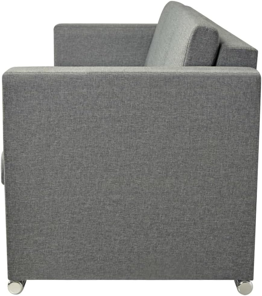 vidaXL 3 Seater Sofa Sofa Seating Sofa Three Seater Sofa Three Seater Sofa Chair Fabric Light Grey - QUORE