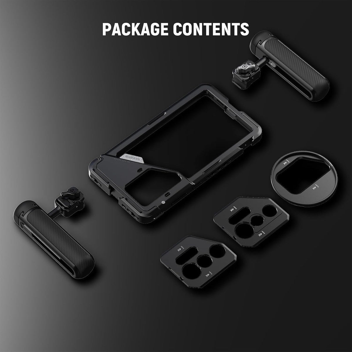 NEEWER PA082 S25 Ultra Telefoonhouder voor het opnemen van filmen met 2x handvat, 67mm filteradapter, 17mm Lens Backplate, T-Mount Adapter, Video Rig Stabilizer Compatibel met Samsung Galaxy S25 Ultra