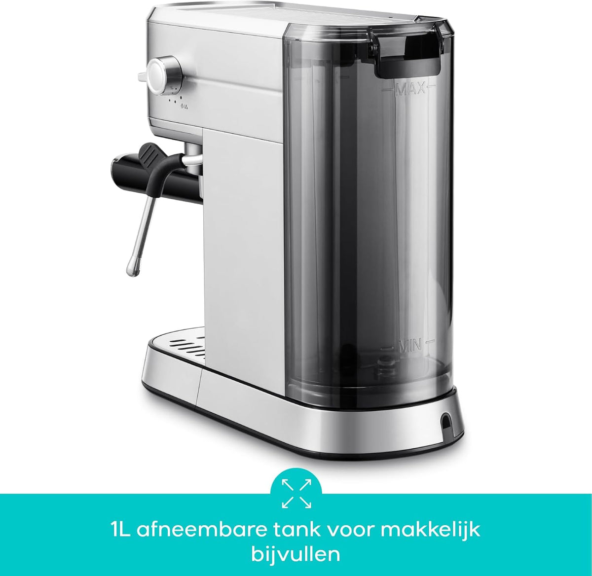 CASABREWS 5418 Espressomachine 20 Bar met Professionele Melkopschuimer voor Thuis Kleine Keuken Huishoudens Latte Cappuccino Espresso Koffiemachine Apparaat Maker,1L Afneembare Waterreservoir,Zilver