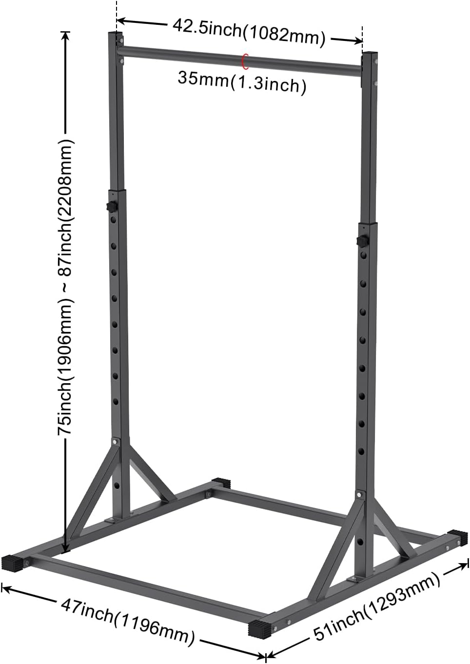 SELEWARE Verstelbaar optrekstation, multifunctionele optrekstang, volledig gelast, 500 lb-capaciteit, Power Tower Dip Station voor Home Gym