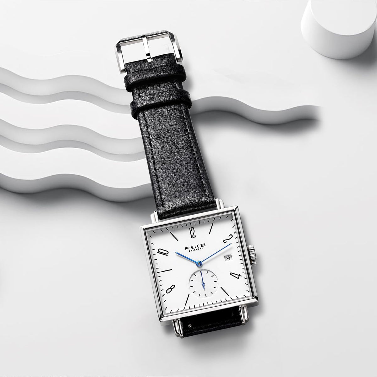 FEICE Unisex Square Watch Men's Bauhaus Automatic Watch Mechanical Watches Analog Wristwatch -Sapphire Mirror -34mm Case -FM301