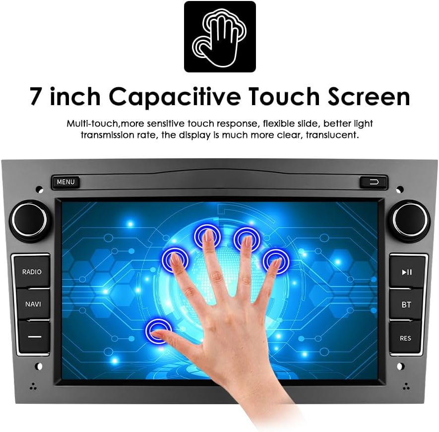 Ossuret Carplay 7 inch touchscreen autoradio voor Opel Corsa D Corsa C Meriva Tigra Twintop Vectra Combo Astra Vivaro Signum Zafra, 2+32GB Android 13 GPS navigatie ondersteuning DSP Bluetooth (grijs)