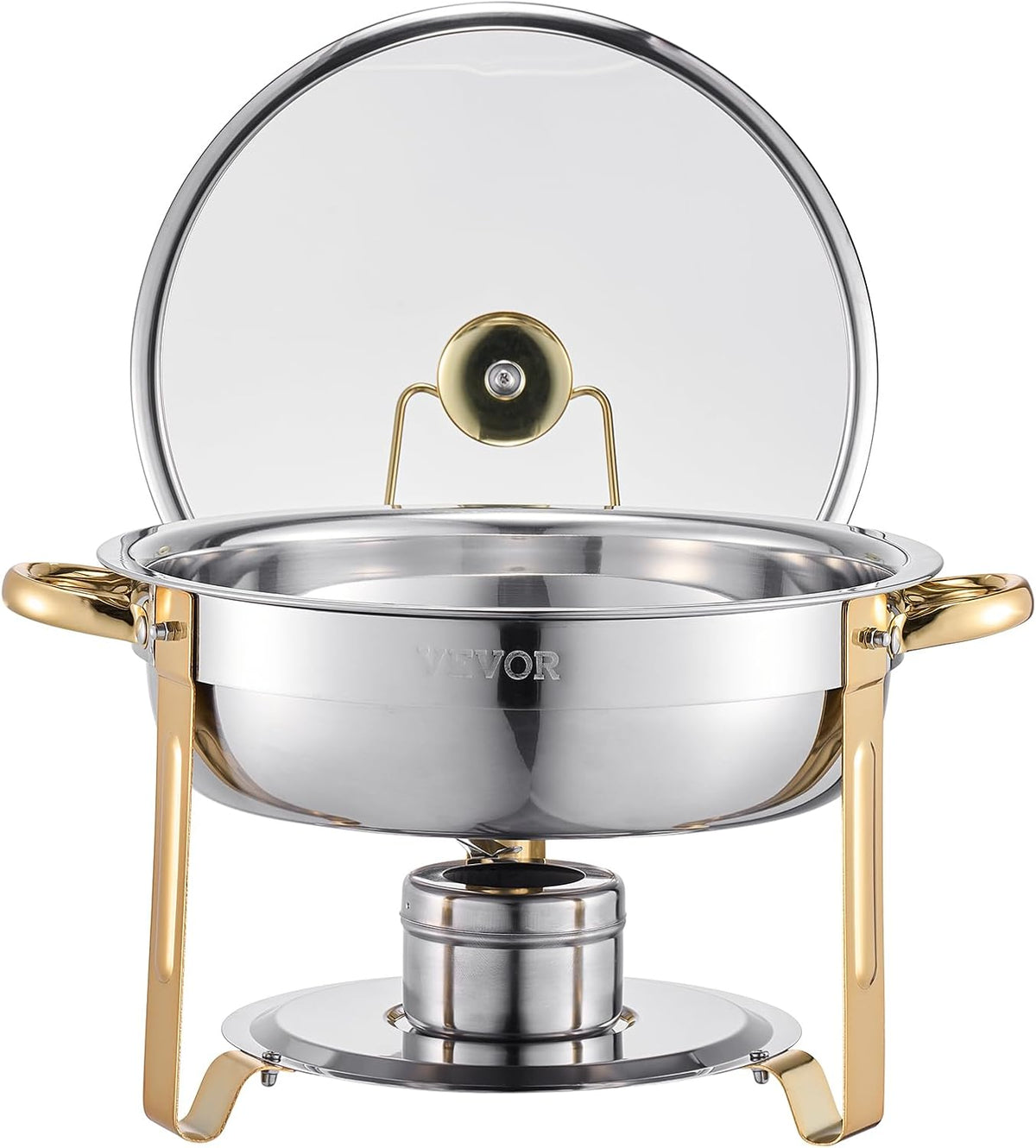 Chafing Dish Buffetset Goud – Buffetwarmer – Warmhoudschaal – Buffetchafer – Catering Warmer – 4-Delige Set – 5 Qt / 4,7 Liter – RVS