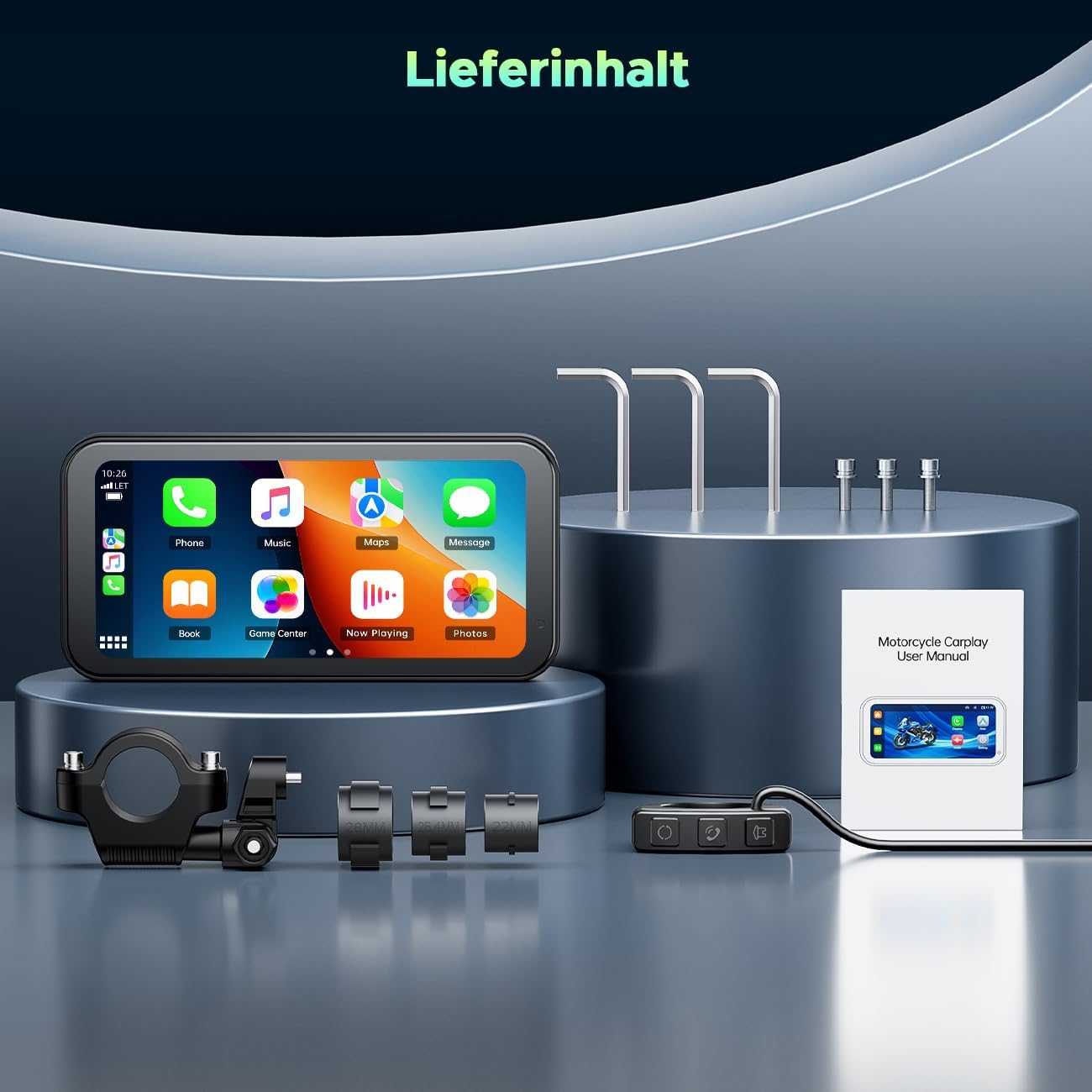 Draadloos CarPlay Scherm Motorfiets – Motorfiets Display – Navigatiescherm – Android Auto Scherm – Touchscreen GPS – 6,25 Inch HD IPS – IP67 Waterdicht Met Bluetooth 5.0