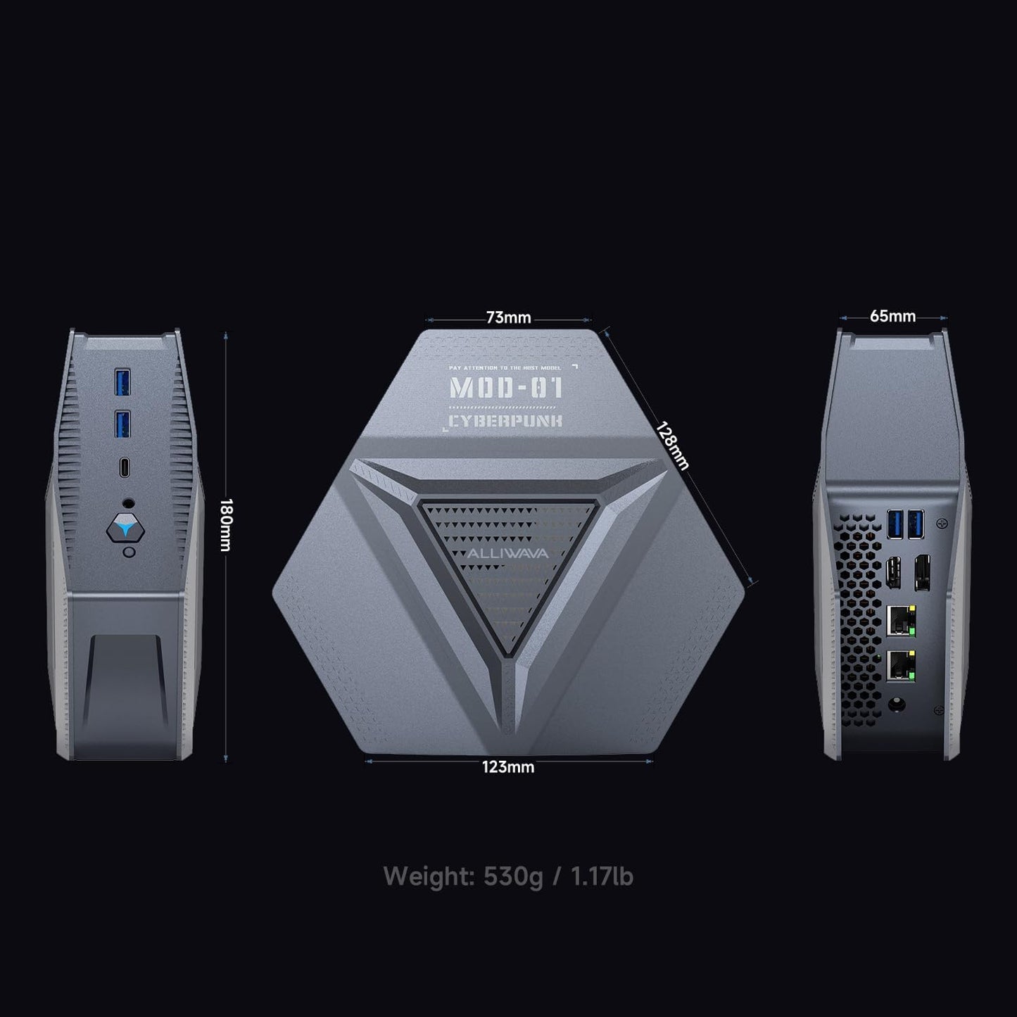 ALLIWAVA GH9 Mini-pc, Intel Core i9-12900HK(14K/20T, tot 5,0 GHz), 32 GB RAM, 1 TB SSD, Win11 Pro, 3-voudige video-uitgang (HDMI/USB-C/DP), 2 x 2,5 G LAN, Thunderbolt 4, compacte desktop-pc