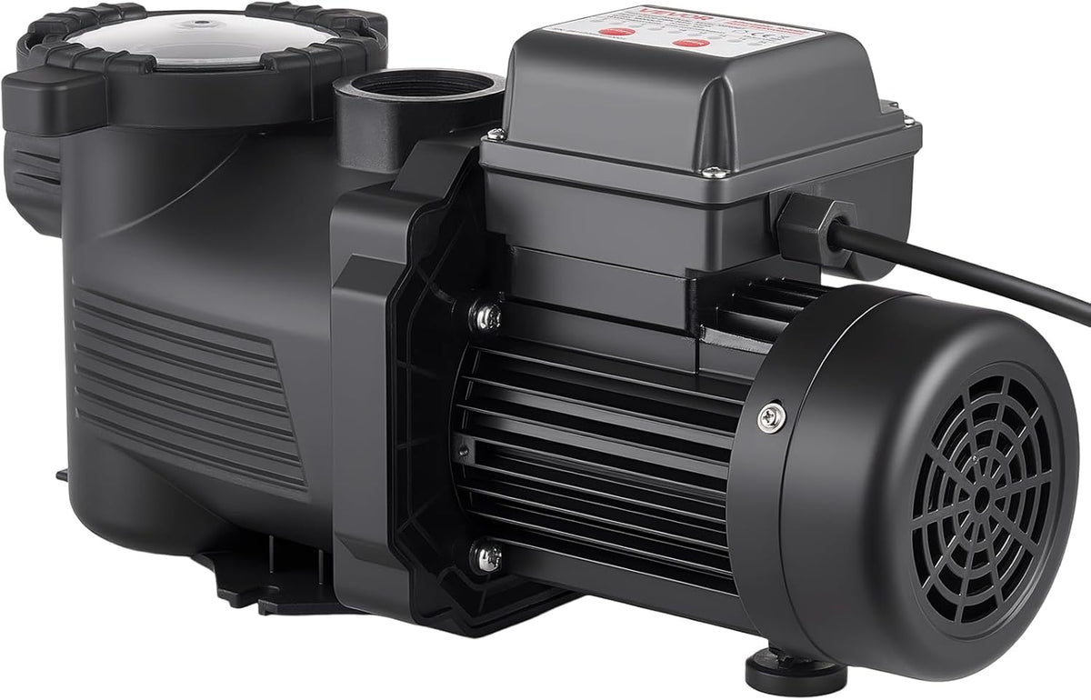 VEVOR Zwembadpomp 550 W, filterpomp max. 14.000 l/u, eentraps zwembadpomp, 3450 tpm, opvoerhoogte max. 12 m, met 24-uurs timer en filtermand, voor