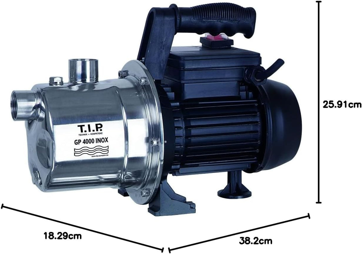 Tuinpomp – Beregeningspomp – Vijverpomp – Waterpomp – Dompelpomp – Roestvrij Staal – 800W Motor – Max 4000 L/u Debiet