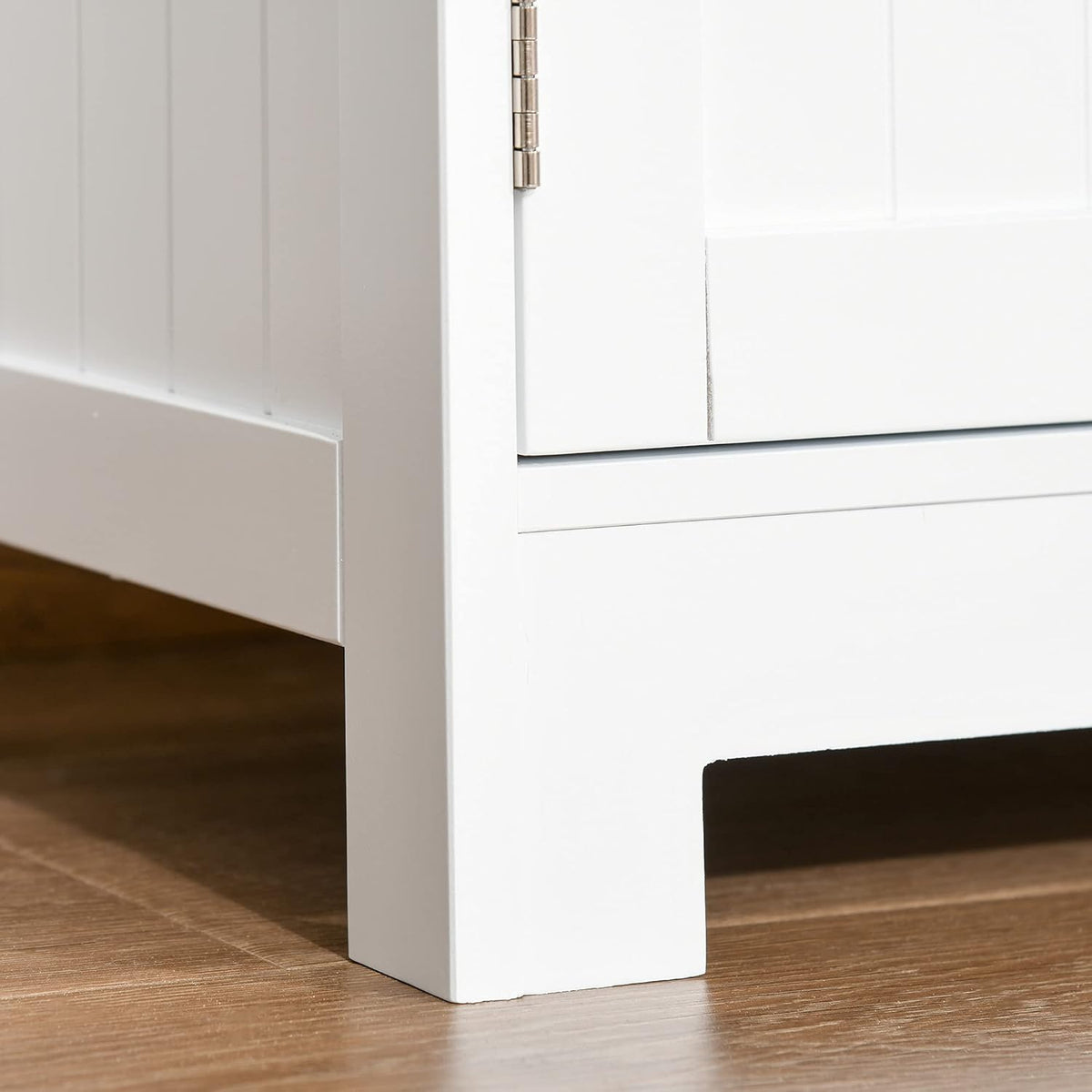 kleankin bathroom cabinet with glass doors and 2 storage compartments Storage cabinet with adjustable shelves Multi-function cabinet, anti-tilt protection, MDF, tempered glass, white, 60 x 30 x 109.5 - QUORE