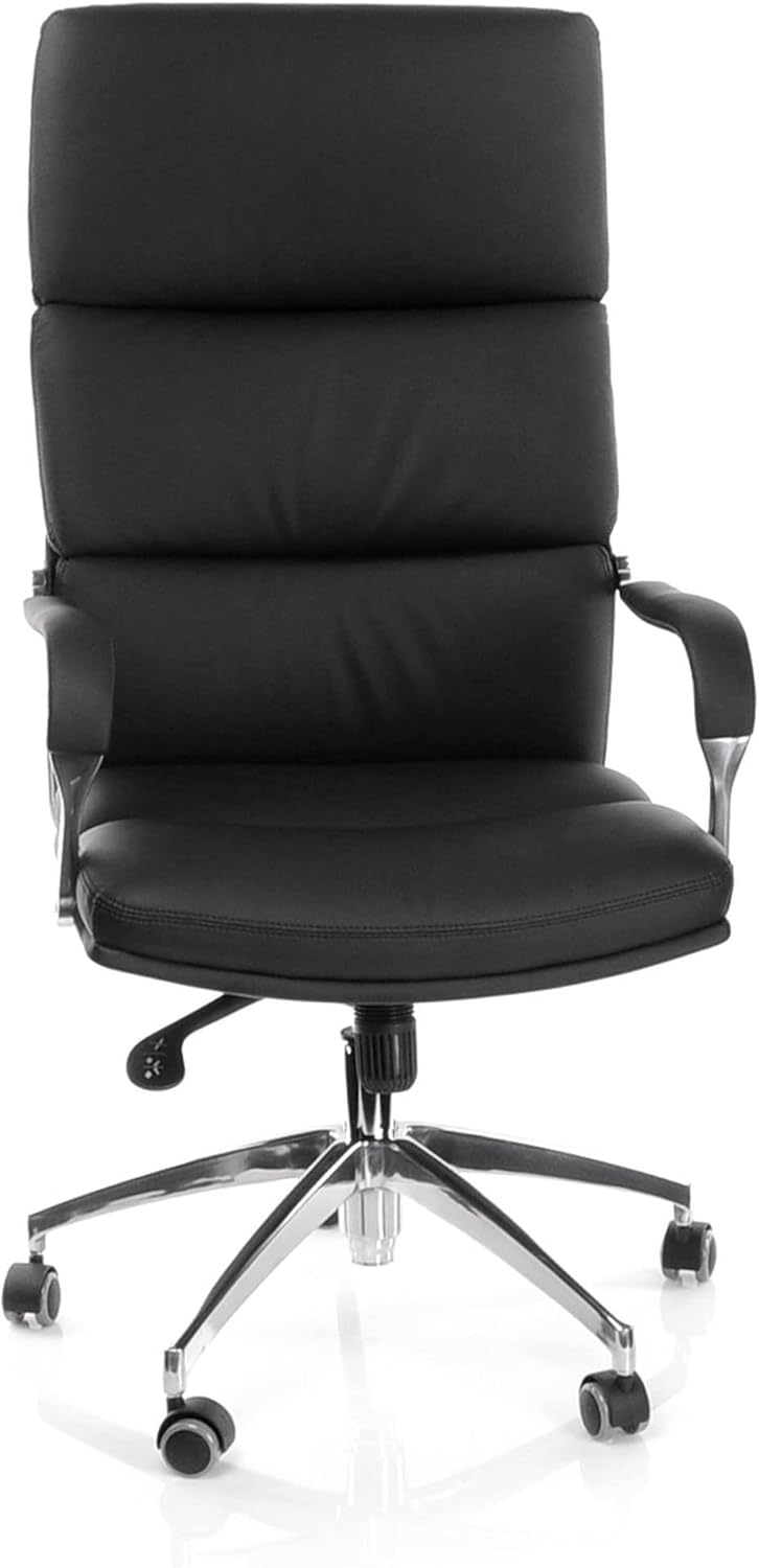 hjh OFFICE 600700 Bureaustoel, directiestoel BRUNELLO 20, kunstleer, zwart, dik gevoerd en vele instellingen, hoge rugleuning, ergonomische bureaustoel, draaistoel, XXL managersstoel