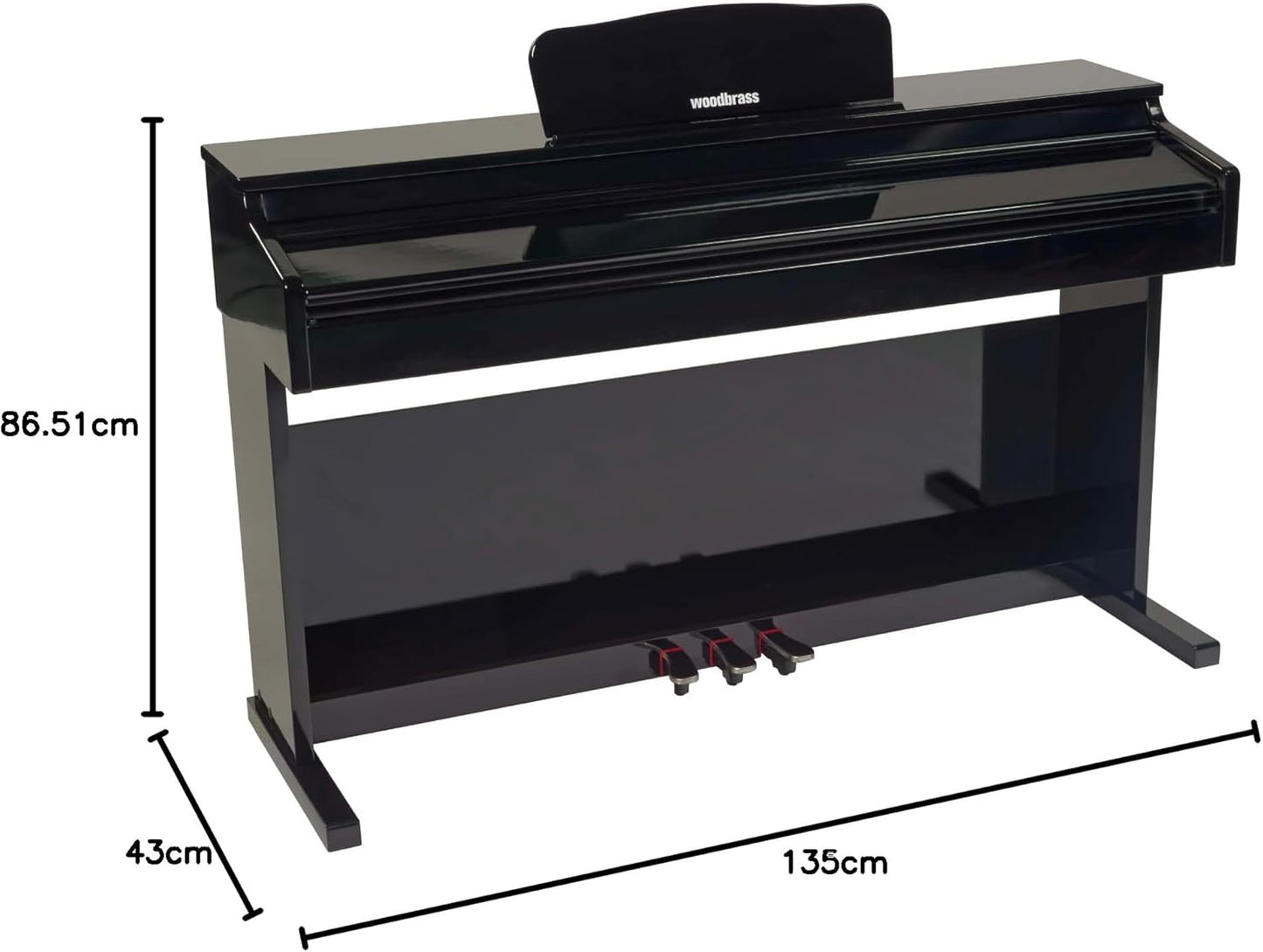 Digitale piano zwart glanzend – Elektrische piano – Pianomeubel – Meubelpiano – 88-toetsen piano – 88 gewogen toetsen met progressieve hammer action – Bluetooth en 3 pedalen inbegrepen