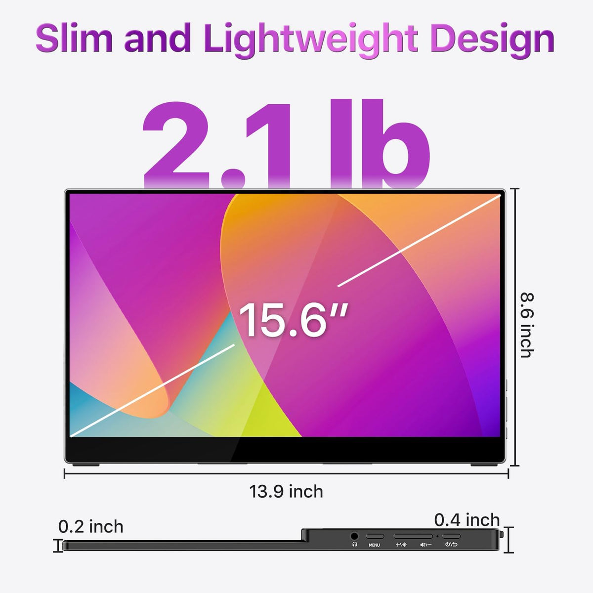 Cocopar Draagbare monitor 15,6 inch 1080P FHD 60Hz 85% sRGB met HDMI luidspreker USB-C tweede scherm voor laptop MacBook Surface PC Xbox PS4/5 VESA monteerbaar touchscreen