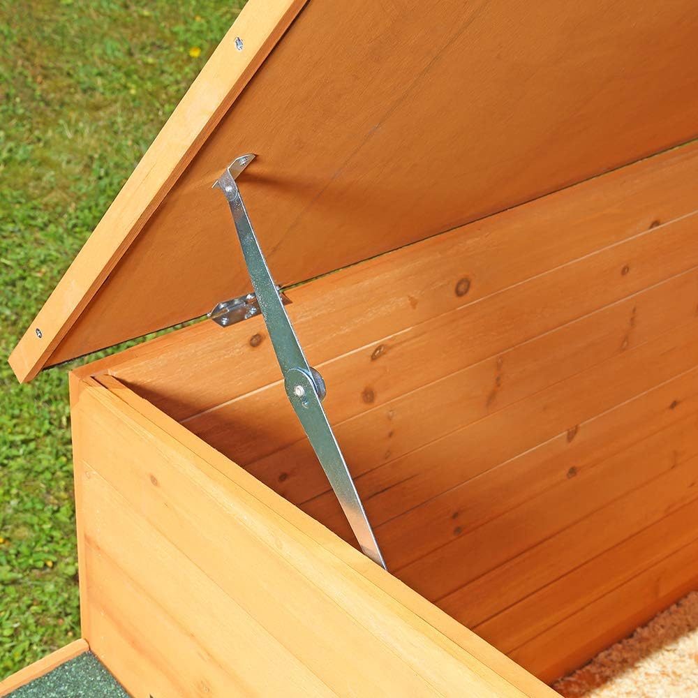 Melko Chicken coop 149 x 80 x 79 cm, chicken coop with folding roof and 2 nesting places for small animals made of wood - QUORE