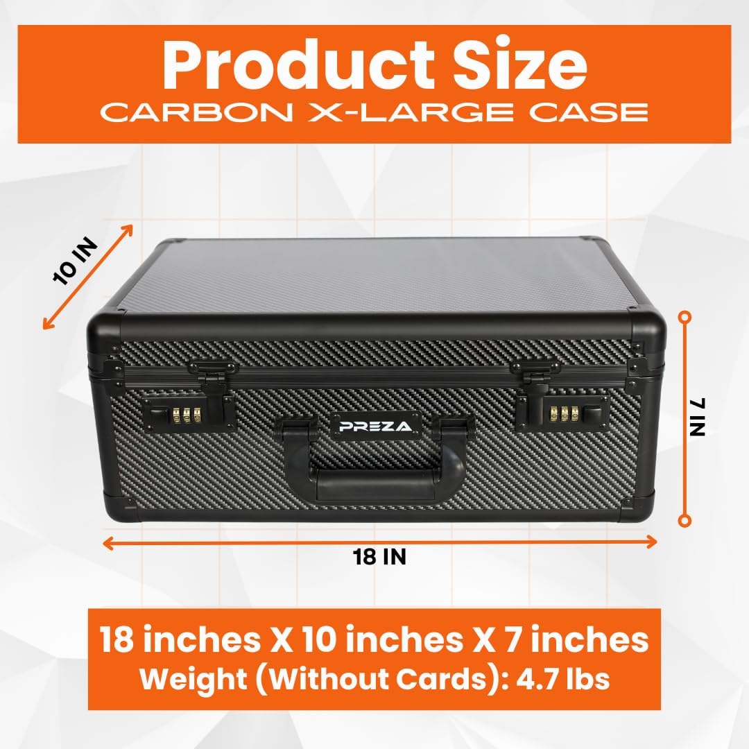 PREZA Graded Card Storage Box - Premium Trading Card Case voor Graded Sports Cards - Carbon Fiber Slab Case (XL)