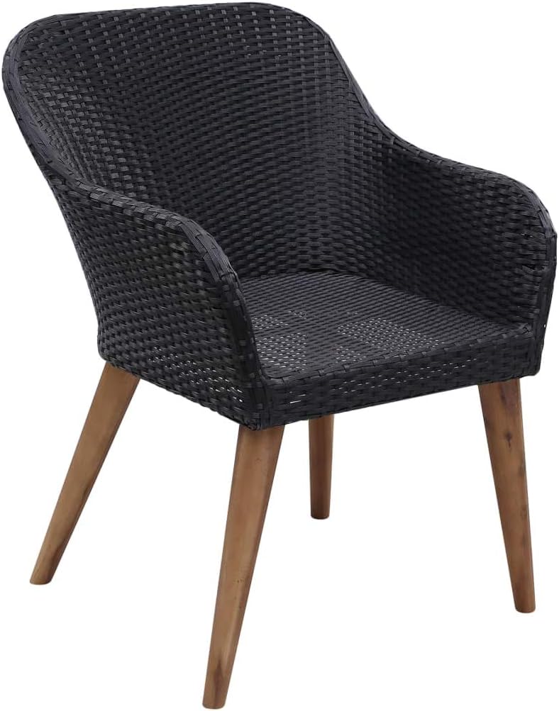 Festnight - Set of 2 rattan garden chairs with 2 chairs and 2 cushions, black - QUORE