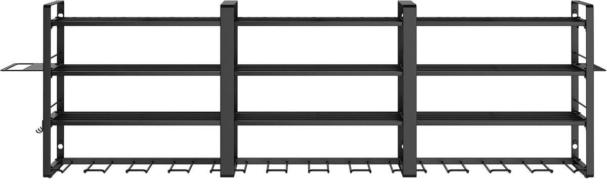 W-17 4-laags metalen heavy-duty garagegereedschap, werkplaatsschuur, organizer met 4 extra boorhouders (120 x 25 x 45 cm, 4 lagen)