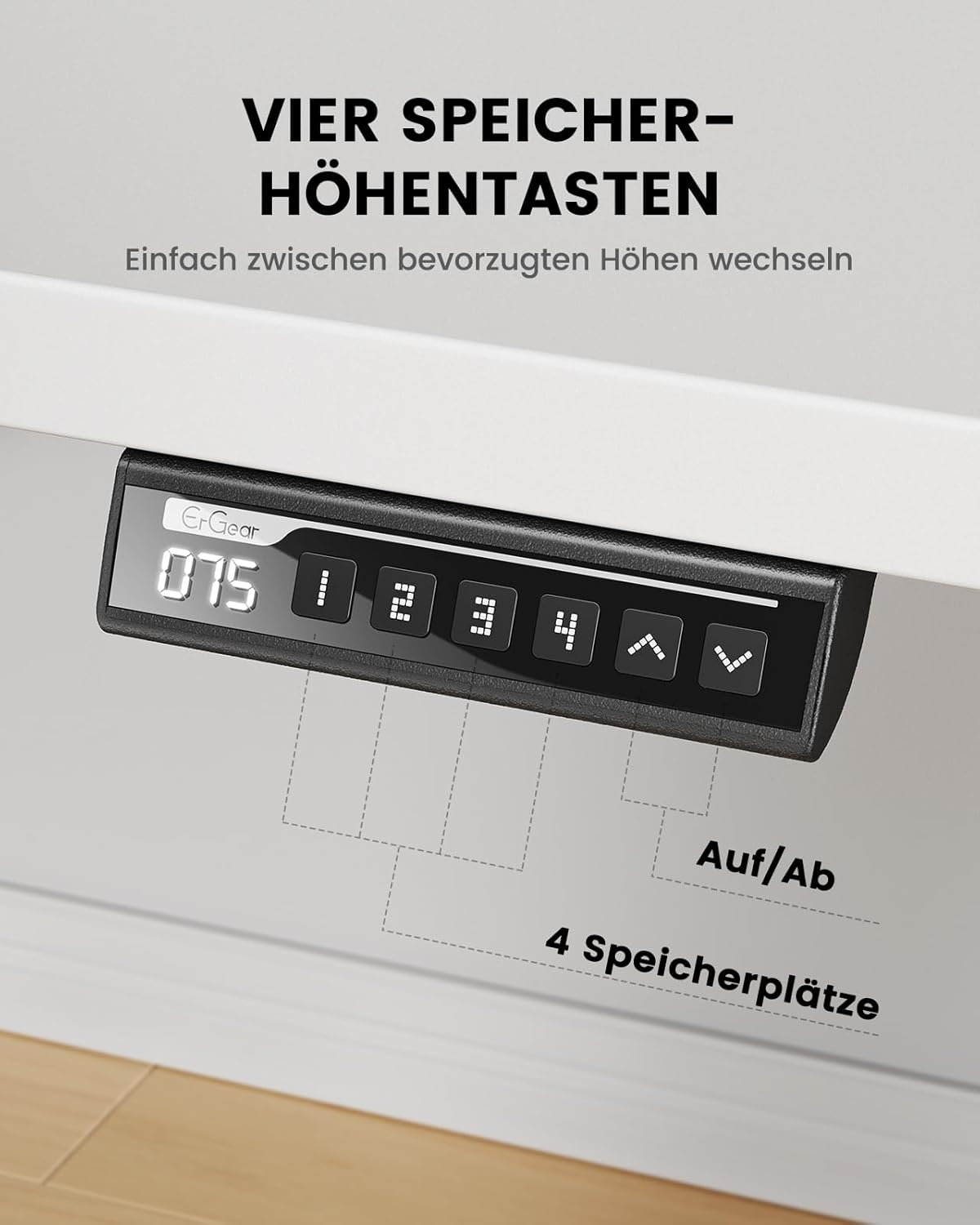 ErGear Elektrisch Zit-Sta Bureau - 120 x 80 cm - 100 kg Draagvermogen Hoogte Verstelbaar Bureau met Geavanceerde Borstelloze Motor, Stille Werking, Robuust Metalen Frame