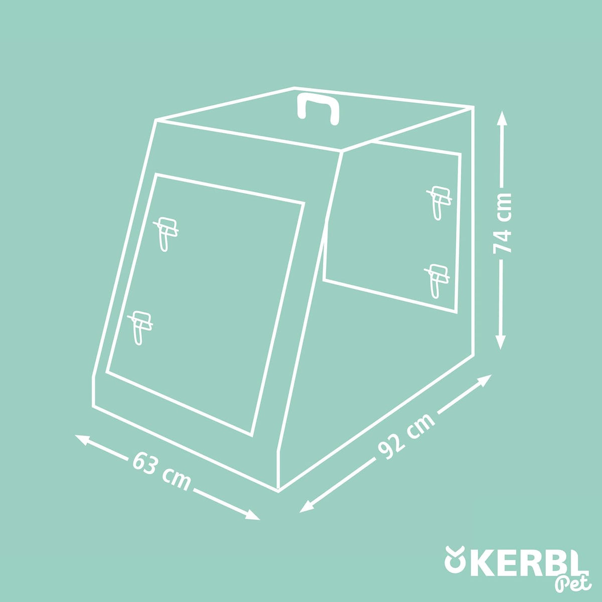 Kerbl Schuin hondenkooi voor honden, inklapbaar, 2 deuren, 92 x 63 x 74 cm, zwart
