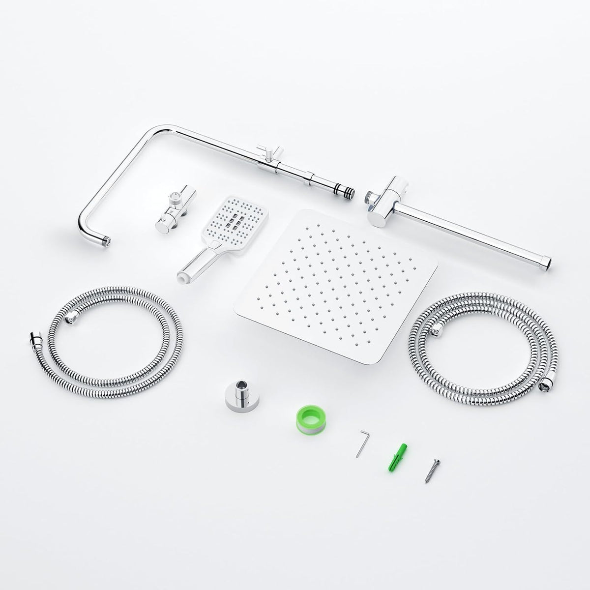 Vierkante Regendouche – Douche Systeem – Douche Set – Regendoucheset – Handdouche – 30x30 cm – 3-standen Handdouche – Verstelbare RVS Doucherail