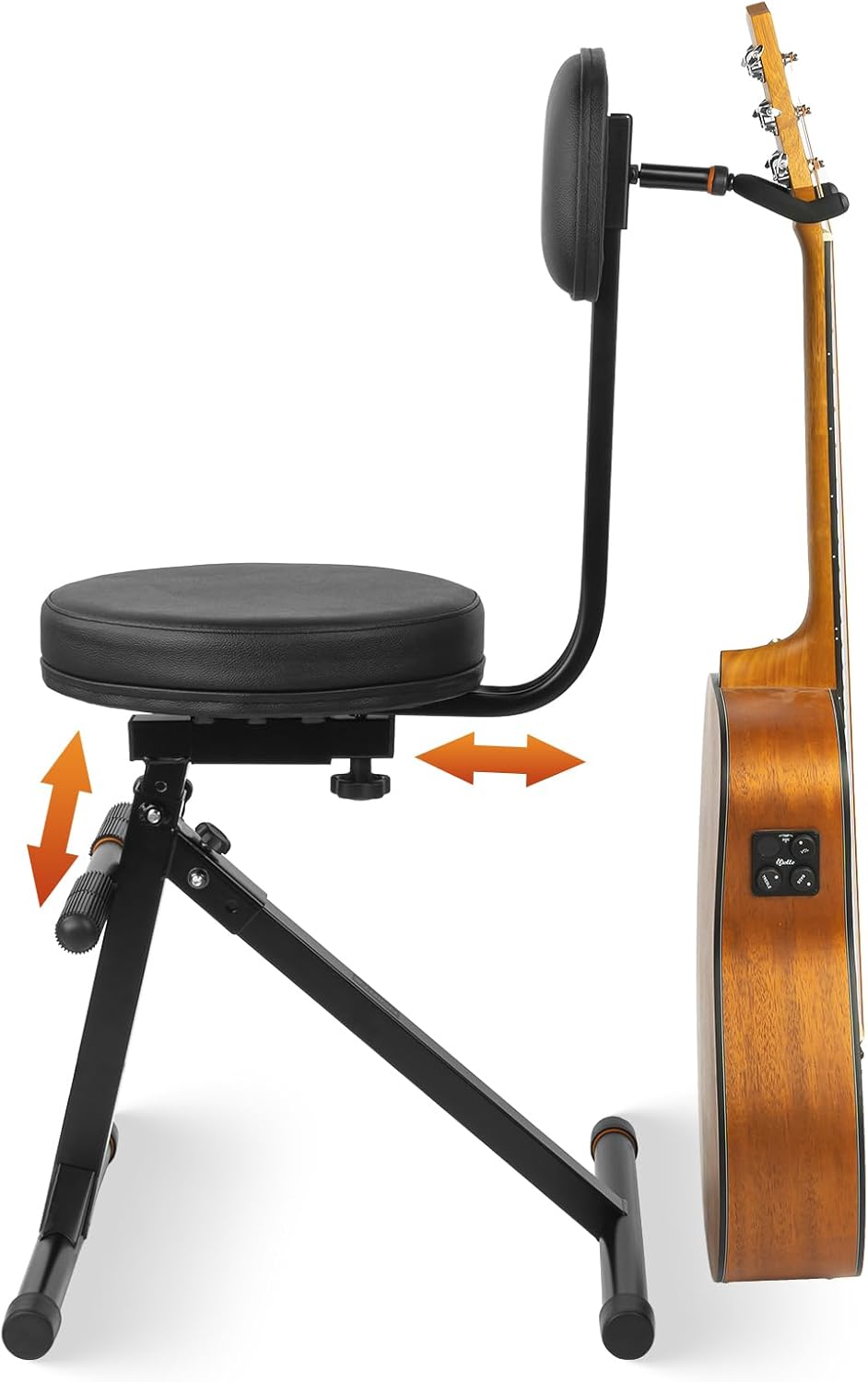 STRICH Gitaarkruk, gitaar zittrommelstoel, muzikant drumtroon met rugleuning, gitaarstoel voor volwassenen, drummer en gitarist - muzikantenkruk - SGT-30B