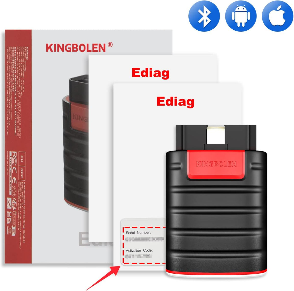 KINGBOLEN Ediag OBD2 Scanner Bluetooth, volledig systeem draadloze autoscanner met actieve tests, ECU-codering, 16 resets, olie/rem/EPB/TPMS, DPF-regeneratietool 1 jaar gratis update.