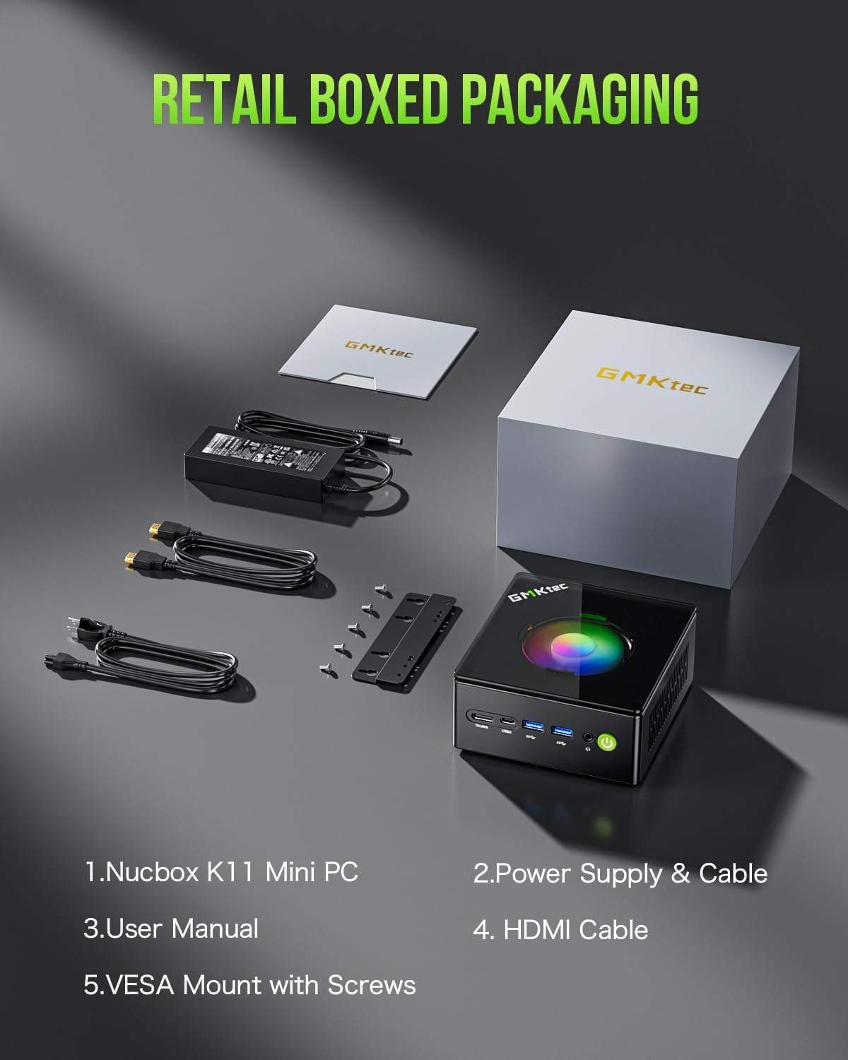GMKtec K11 Mini Gaming PC Ryzen 9 8945HS 32 GB DDR5 RAM 512 GB SSD (8C/16T, tot 5,2 GHz) Mini Desktop, HDMI/Oculink/DisplayPort/USB4 x 2