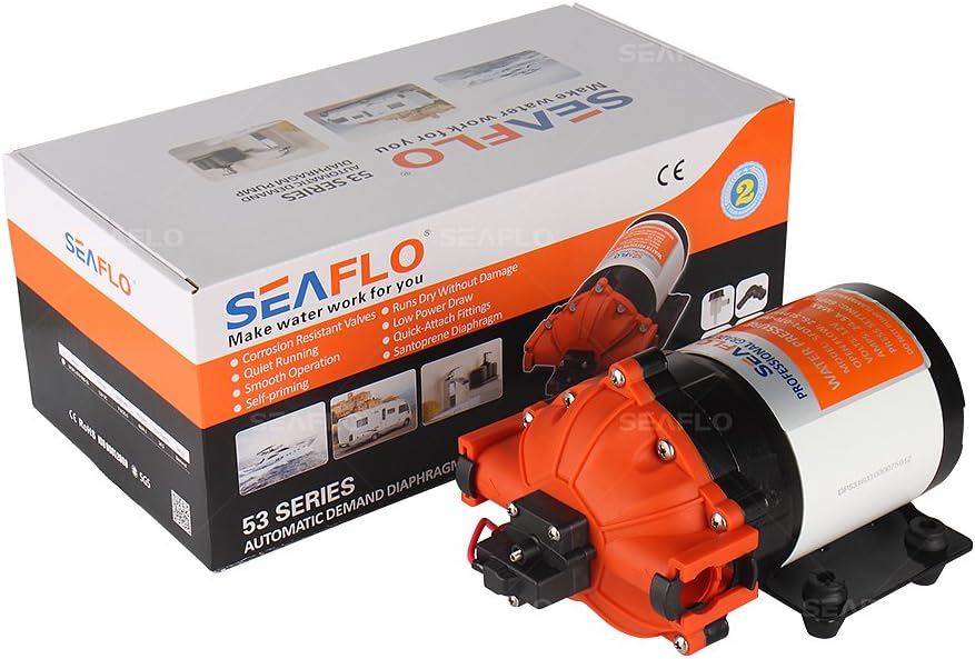 Seaflo 12 Volt hogedrukwaterpomp 26,5 l/min 7,0 GPM 60 PSI met automatische schakelaar voor Marine RV Boot Automotive
