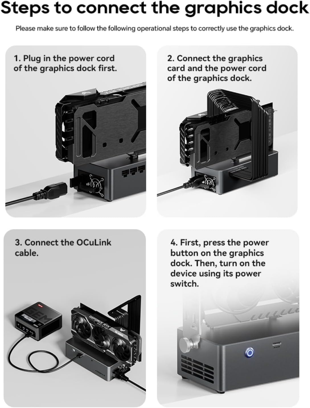 eGPU Dockingstation – Externe Grafische Kaart Dock – GPU Dockingstation – Externe GPU Behuizing – Grafische Kaart Extensie – 800W Ingebouwde Voeding – OCuLink Snelle Verbinding