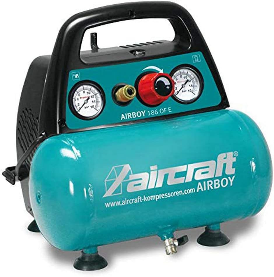 Aircraft Airboy 186 OF E 2001230 Compressor (handige universele compressor, tank van 6 liter, aanzuigvermogen ca.: 180 l/min, 1,1 kW, 230 V)