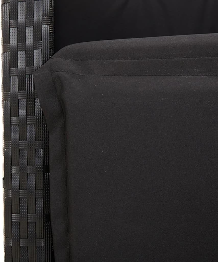 Garden Chair with Footrest PE Rattan Black, Chairs Terrace, Outdoor Chairs, Outdoor Garden Furniture - 365233 - QUORE