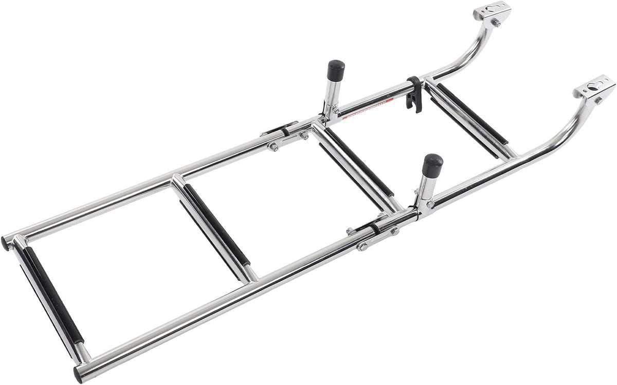 4 Stappen Ponton Bootladder, 316 Roestvrijstalen Vouwlaad Ladder, Brede Trap, Leuningen, Dok Ladder voor Zeepijpen, Jacht, Zwembad