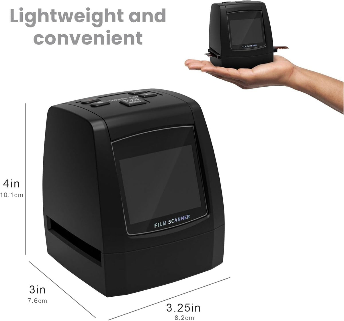 Digitale filmscanner – Diascanner – Negatieve scanner – Film- en diascanner – 2,4 Inch Lcd-Display – Scant 35 Mm, 126, 110, Super 8 En 8 Mm Naar Jpeg Zonder Pc