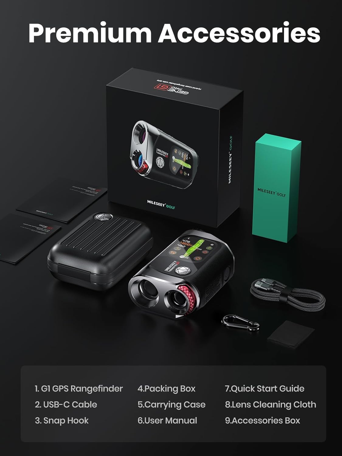 MILESEEY GenePro G1 Touchscreen & GPS-afstandsmeter met hellingshoek, meer dan 43.000 vooraf geïnstalleerde golfbanen, 1300 yards laser-afstandsmeter voor golf met rood en groen display