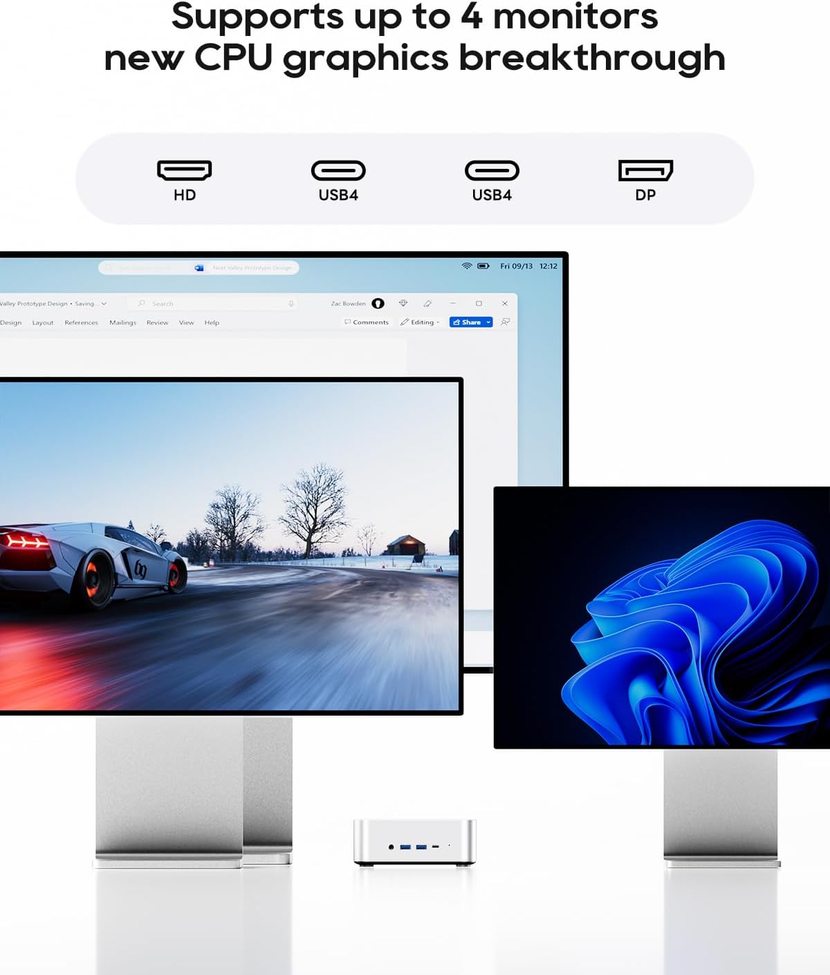 AOOSTAR MACO Mini PC Ryzen 7 PRO 8845HS(tot 5,1GHz), Barebone Mini-desktopcomputer, geen RAM geen M.2 SSD, micro-gaming-pc OCuLink/2xUSB4/2x2,5G LAN/4K quad-display/ontgrendelen van vingerafdruk