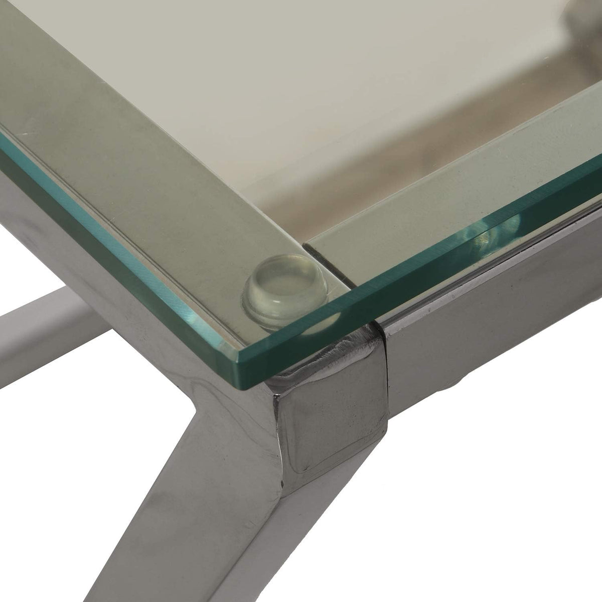 DRW Consoletafel voor entree, metaal, piramide en gehard glas, 120 x 40 x 78 cm