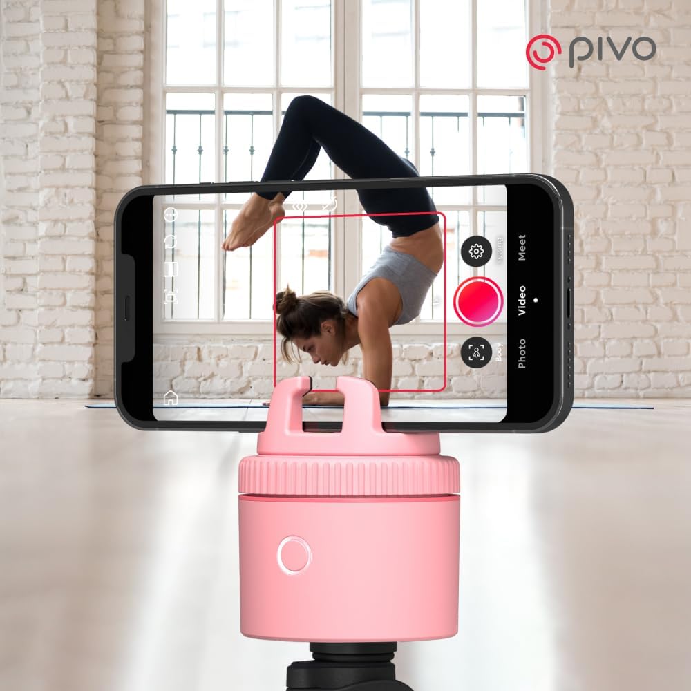 Pivo Pod Lite en houder voor smartphone met automatische sensor voor het volgen van bewegingen voor het maken van content Handsfree 360°- rotatie Video opnemen mobiele standaard - Roze