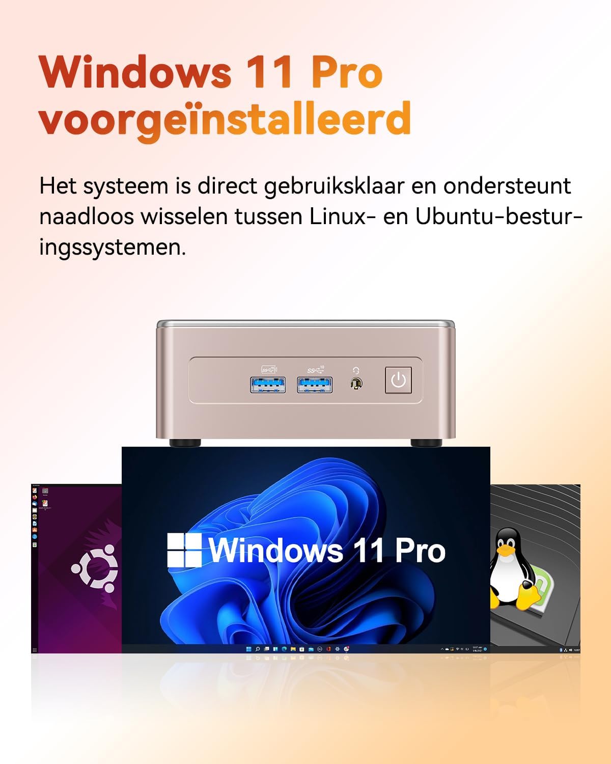 GEEKOM A5 2025 Edition Mini PC, with AMD Ryzen 5 7430U, 16GB DDR4 RAM, 512GB SSD, Windows 11 Pro, 4K UHD, Quad Display, 2× USB-C, 2× HDMI, SD Card Slot, Compact Desktop PC, with Wall Mount - QUORE