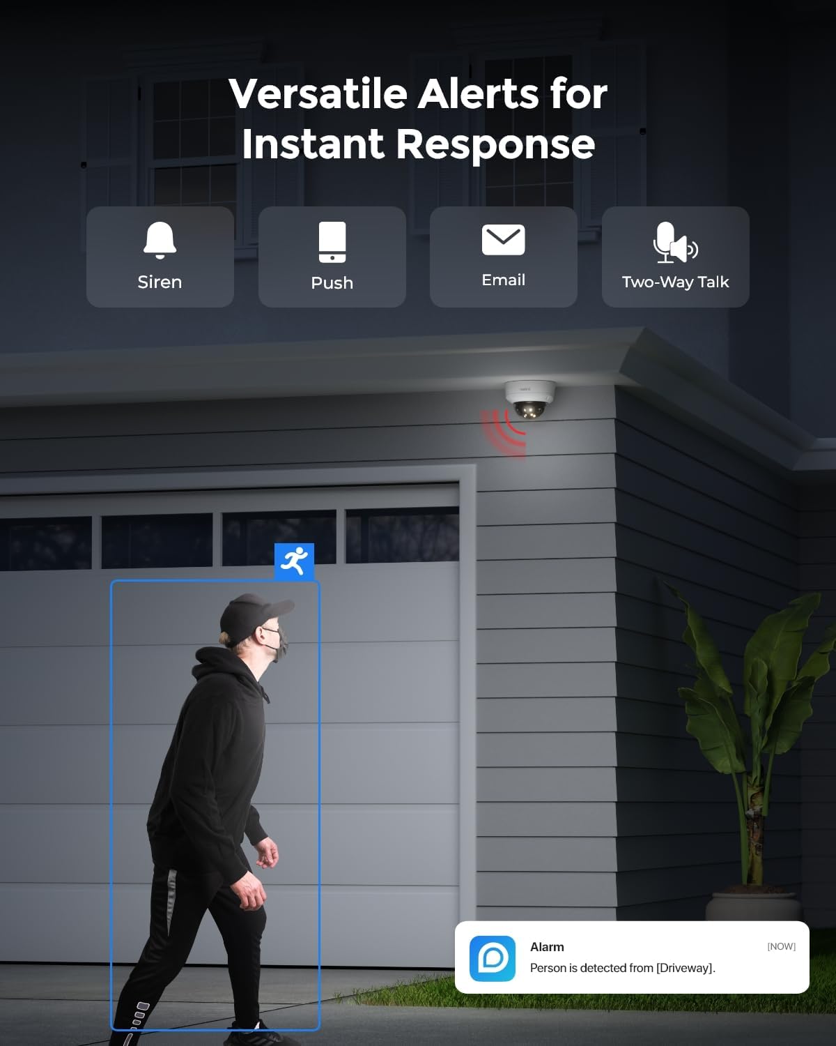 Beveiligingscamera - Wifi-beveiligingscamera - Baby Camerabewaking - Draadloos - voor Buiten - 16MP- UHD - 180° Dual PoE-camera - Motion Track - Kleuren Nachtzicht - Spotlights - Slimme Detectie - Tweeweg Audio - IK10 Vandalismebestendig - IP67 - Wit