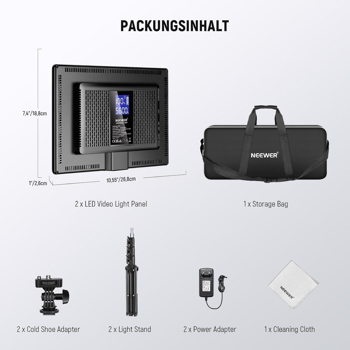 Led-Videoverlichtingsset – Videolamp – Lichtpaneel – Studiolamp – Streaming Licht – Set Van 2 – Tweekleurig 3200 K-5600 K En Dimbaar Met 8000 mAh Batterij