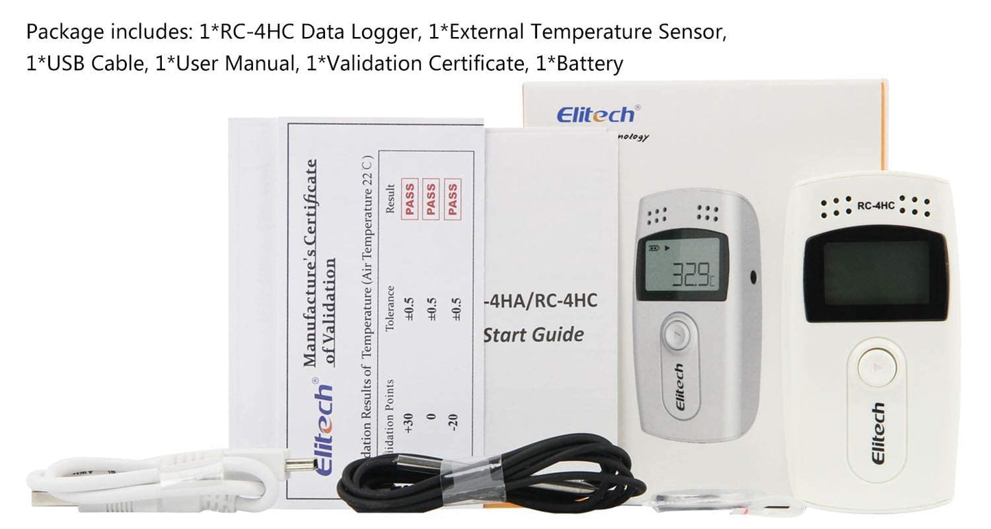 Elitech RC-4HC 16000 Punten Mini Temperatuur en Vochtigheid Data Logger w/Sensor(10Packs)