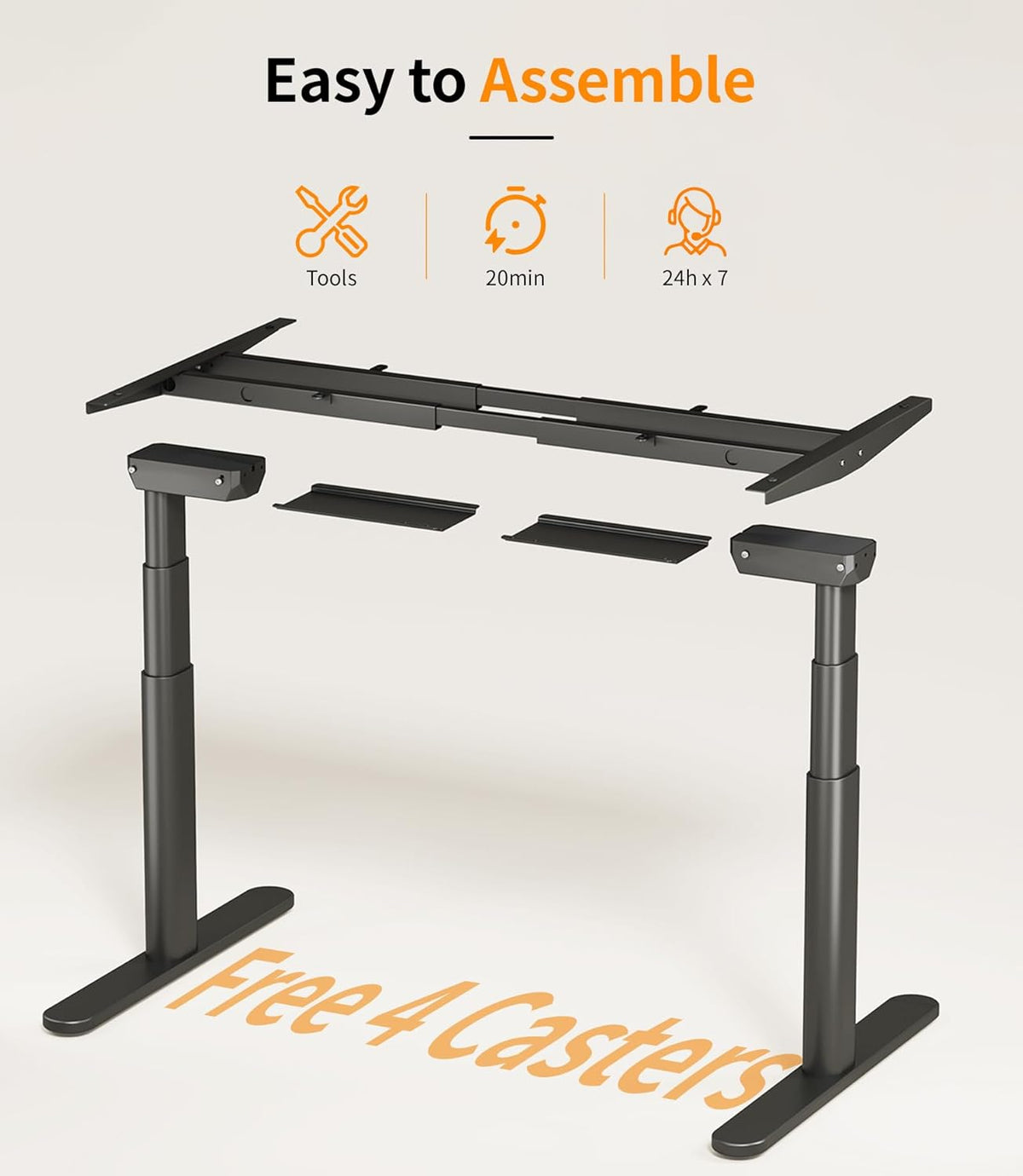 MAIDeSITe Height Adjustable Desk TH2 Plus Art Electric Desk with 2 Powerful Motors, Elegant Oval Table Frame, 4 Memory Heights and Impact Protection (Black) - QUORE