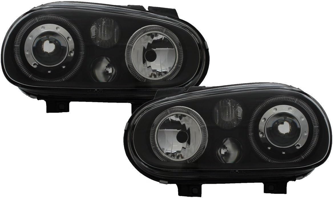 Set Koplampen passend voor Volkswagen Golf IV 1998-2003 - Zwart - incl. Angel-Eyes
