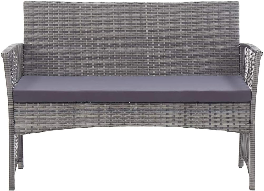vidaXL Lounge Set with Cushions 4-Piece Garden Set Furniture Set Garden Outdoor Set Garden Furniture Garden Furniture Set Lounge Furniture Lounge Set Poly Rattan Anthracite - QUORE