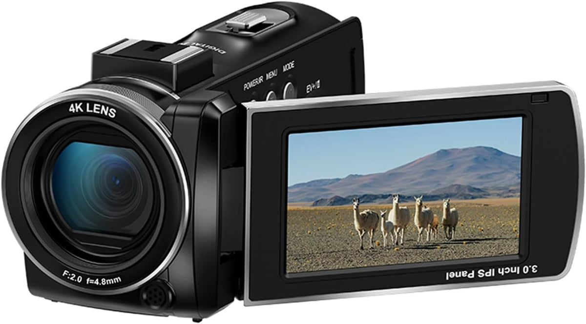 ORDRO Z36 4K/30fps camcorder, 64MP vlogging camera met 18x digitale zoom, led-fill light, 3,0 inch scherm, IR nachtzicht, vlogging camera voor YouTube