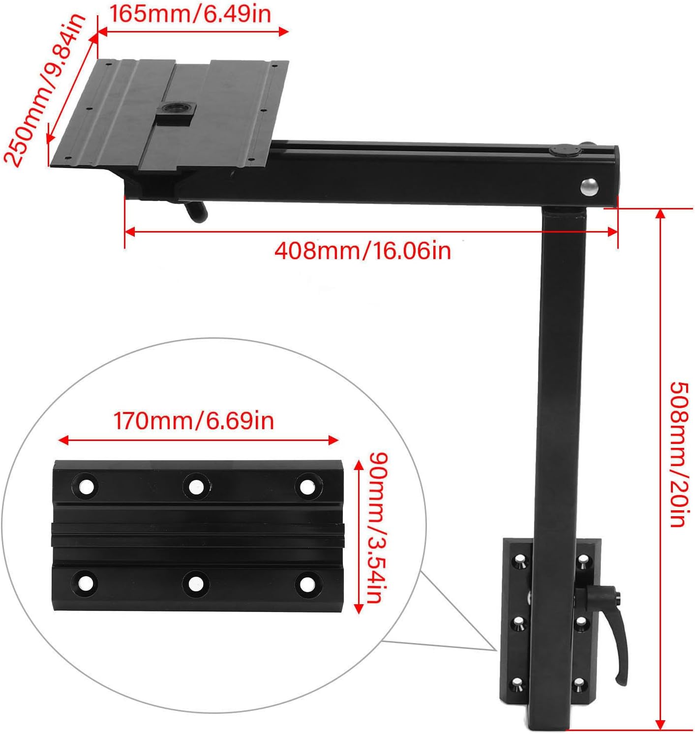 Afneembare Rechthoekige Marine/RV Tafel, Afneembare Draaibare Tafelpoot 360° Rotatie, Afneembaar Tafelpoot Systeem voor RV, Boot, Ponton, Jachten Recreatieve Voertuig Boot